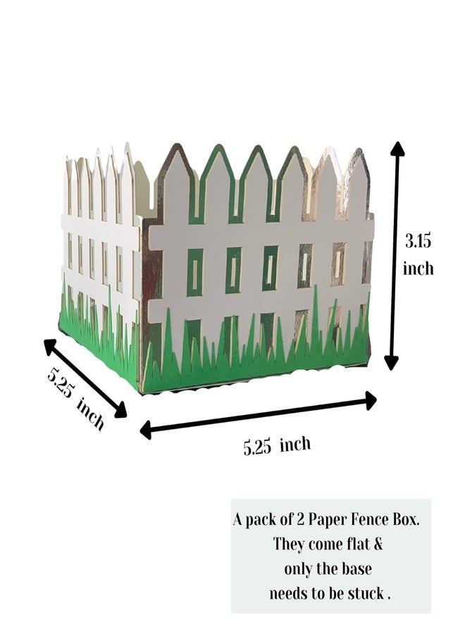 Haoser Pack of 2 Farm/Barn/Barnyard Peppa Pig Theme Birthday Decoration Paper Fence Boxes for Table Centerpiece Decor, Birthday Party Table - Image 2